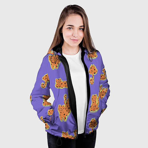 Женская куртка Принт с леопардами / 3D-Черный – фото 3