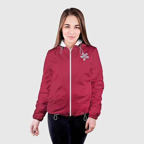 Женская куртка Белый цветок на Вива Маджента / 3D-Белый – фото 4