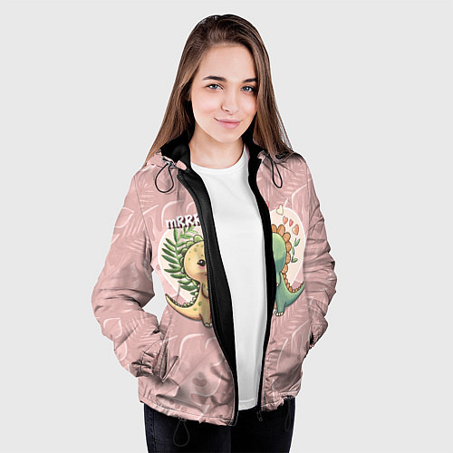 Женская куртка Миссис и Мистр Влюбленные динозавры / 3D-Черный – фото 3