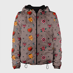 Женская куртка Паттерн с татуировками в стиле олдскул