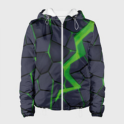 Куртка с капюшоном женская Зелёный неон, цвет: 3D-белый