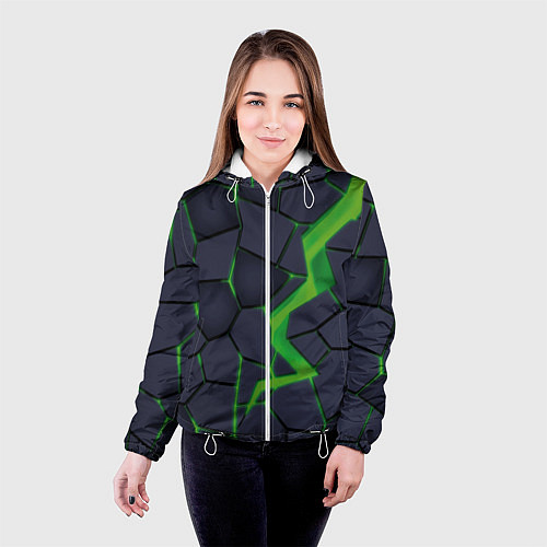 Женская куртка Зелёный неон / 3D-Белый – фото 4