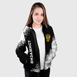 Куртка с капюшоном женская Визажист из России и герб РФ: надпись, символ, цвет: 3D-черный — фото 2