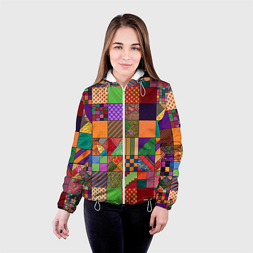 Женская куртка Разноцветные лоскуты от нейросети / 3D-Белый – фото 4