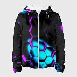 Куртка с капюшоном женская Неоновая броня fortnite, цвет: 3D-белый