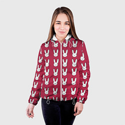 Куртка с капюшоном женская Bunny Pattern red, цвет: 3D-белый — фото 2