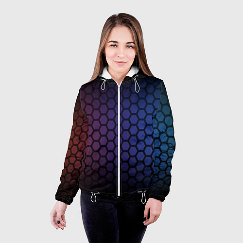 Женская куртка Abstract hexagon fon / 3D-Белый – фото 4