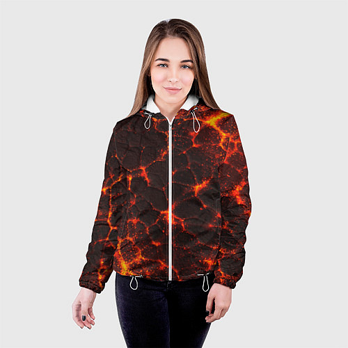 Женская куртка Раскаленная лава текстура / 3D-Белый – фото 4