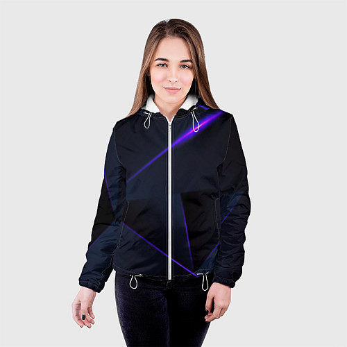 Женская куртка Geometry stripes neon stiil / 3D-Белый – фото 4