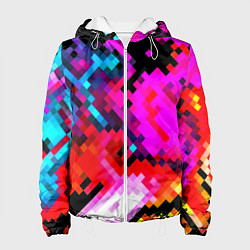 Куртка с капюшоном женская Pixel neon mosaic, цвет: 3D-белый