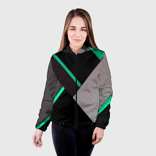 Женская куртка Спортивная геометрия линии / 3D-Черный – фото 4