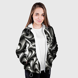 Куртка с капюшоном женская Abstract fractal grey, цвет: 3D-белый — фото 2