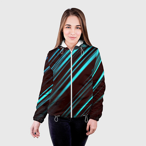 Женская куртка Stripes line neon color / 3D-Белый – фото 4