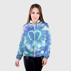 Куртка с капюшоном женская Сердце - тай-дай - голубой, цвет: 3D-белый — фото 2