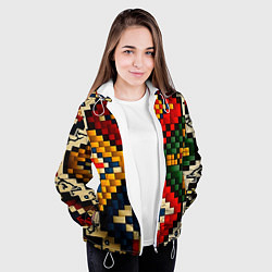Куртка с капюшоном женская Русский узор крестиком, цвет: 3D-белый — фото 2