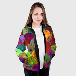 Куртка с капюшоном женская Multicolored circles, цвет: 3D-черный — фото 2