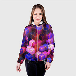 Куртка с капюшоном женская Цветные кубики, цвет: 3D-белый — фото 2