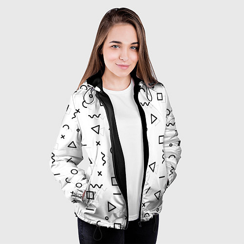 Женская куртка Разные геометрические фигуры / 3D-Черный – фото 3