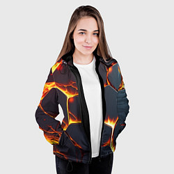 Куртка с капюшоном женская Огонь из разломленных плит, цвет: 3D-черный — фото 2