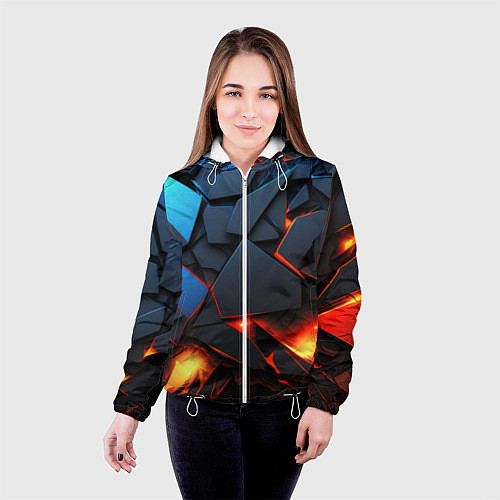 Женская куртка Геометрия объемные плиты / 3D-Белый – фото 4