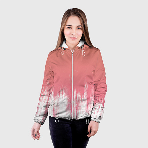 Женская куртка Персиковый градиент с потертостями / 3D-Белый – фото 4