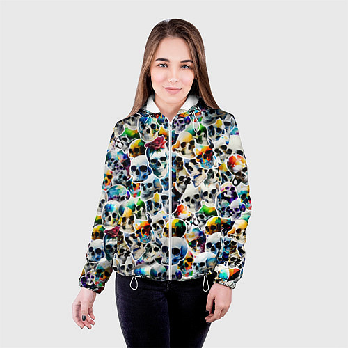 Женская куртка Акварельные черепа / 3D-Белый – фото 4