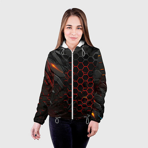 Женская куртка Объемные плитки / 3D-Белый – фото 4