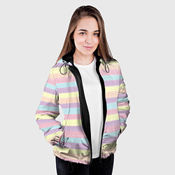 Куртка с капюшоном женская Пастельные линии - текстура свитера, цвет: 3D-черный — фото 2