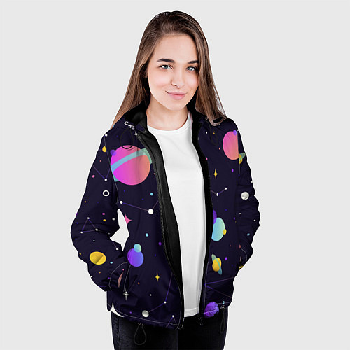 Женская куртка Разнообразие галактики / 3D-Черный – фото 3