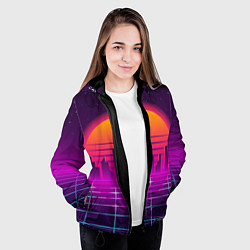 Куртка с капюшоном женская Futuristic Retro City, цвет: 3D-черный — фото 2