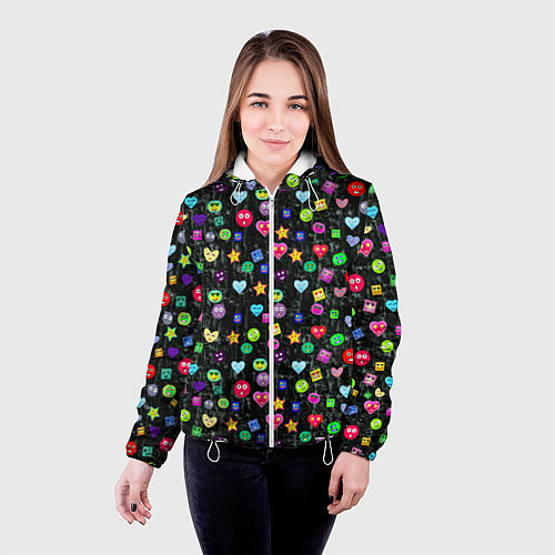 Женская куртка В смайликах / 3D-Белый – фото 4