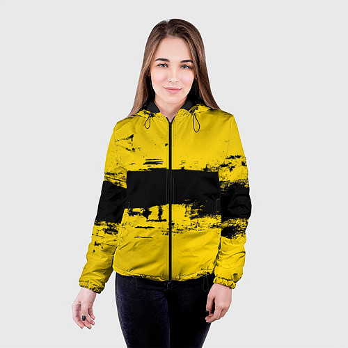 Женская куртка Черно-желтая полоса Cyberpunk 2077 / 3D-Черный – фото 4