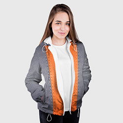 Куртка с капюшоном женская Кожа серая оранжевая, цвет: 3D-белый — фото 2