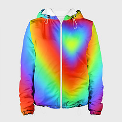 Куртка с капюшоном женская Сердце - радужный градиент, цвет: 3D-белый