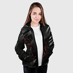 Куртка с капюшоном женская Black and red abstract, цвет: 3D-черный — фото 2