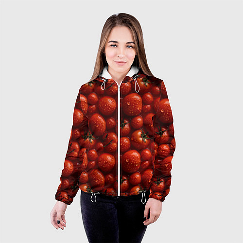 Женская куртка Сочная текстура из томатов / 3D-Белый – фото 4