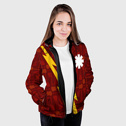 Куртка с капюшоном женская Red Hot Chili Peppers гитары и молния, цвет: 3D-черный — фото 2