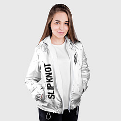 Куртка с капюшоном женская Slipknot glitch на светлом фоне: надпись, символ, цвет: 3D-белый — фото 2