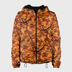 Куртка с капюшоном женская Сочная текстура из кусков пиццы, цвет: 3D-черный