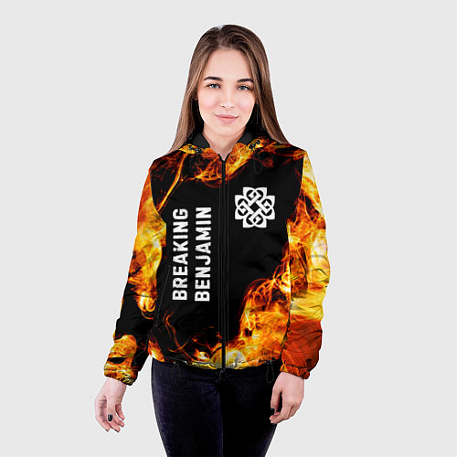 Женская куртка Breaking Benjamin и пылающий огонь / 3D-Черный – фото 4