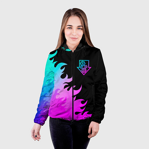Женская куртка System of a Down неоновый огонь / 3D-Черный – фото 4