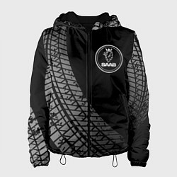 Куртка с капюшоном женская Saab tire tracks, цвет: 3D-черный