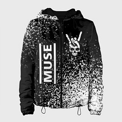 Женская куртка Muse и рок символ на темном фоне