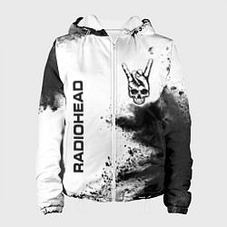 Женская куртка Radiohead и рок символ на светлом фоне