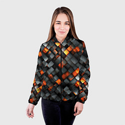 Куртка с капюшоном женская Раскаленные блоки паттерн, цвет: 3D-черный — фото 2