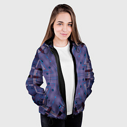 Куртка с капюшоном женская Техно фиолетовая броня, цвет: 3D-черный — фото 2