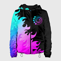 Куртка с капюшоном женская Blink 182 неоновый огонь, цвет: 3D-черный