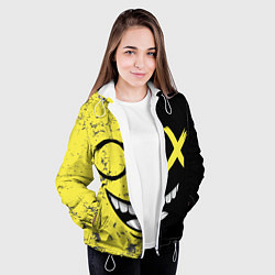 Куртка с капюшоном женская Смайлик с улыбкой, цвет: 3D-белый — фото 2