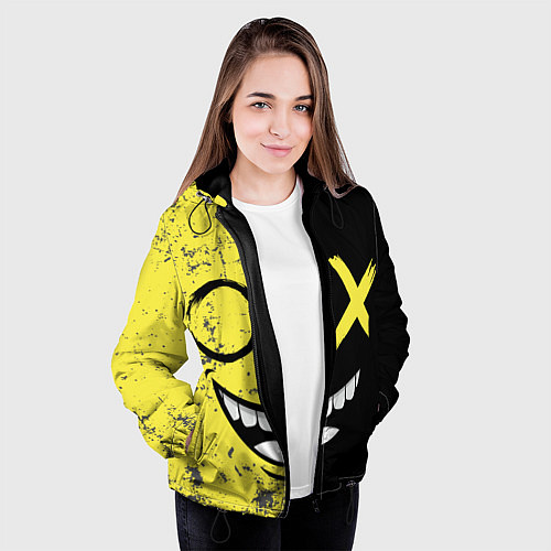 Женская куртка Смайлик с улыбкой / 3D-Черный – фото 3