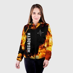 Куртка с капюшоном женская Megadeth и пылающий огонь, цвет: 3D-черный — фото 2